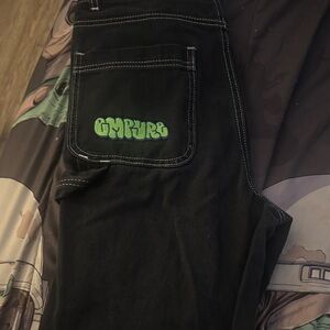 Empyre Black Jeans with Green Logo